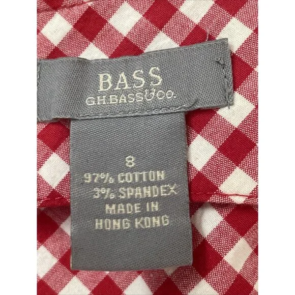G.H Bass Dress Jumper Cotton Sleeveless Red White Plaid Checker Size 8 - Picture 6 of 6